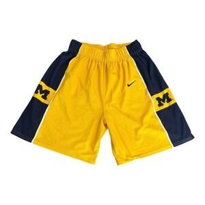 Vtg 90s Nike Michigan Wolverines Fab Five Basketball Shorts Yellow Navy Men's M